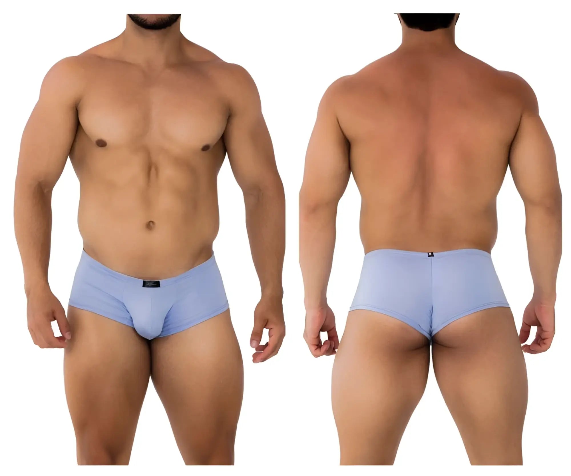 Xtremen 91181 microfiber trunks lilac color light blue form-fitting briefs with smooth fabric and black waistband tag