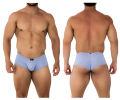 Xtremen 91181 microfiber trunks lilac color light blue form-fitting briefs with smooth fabric and black waistband tag