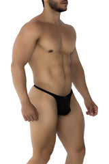 Black xtremen 91182 microfiber thong briefs with sleek minimalist design shown from the back side