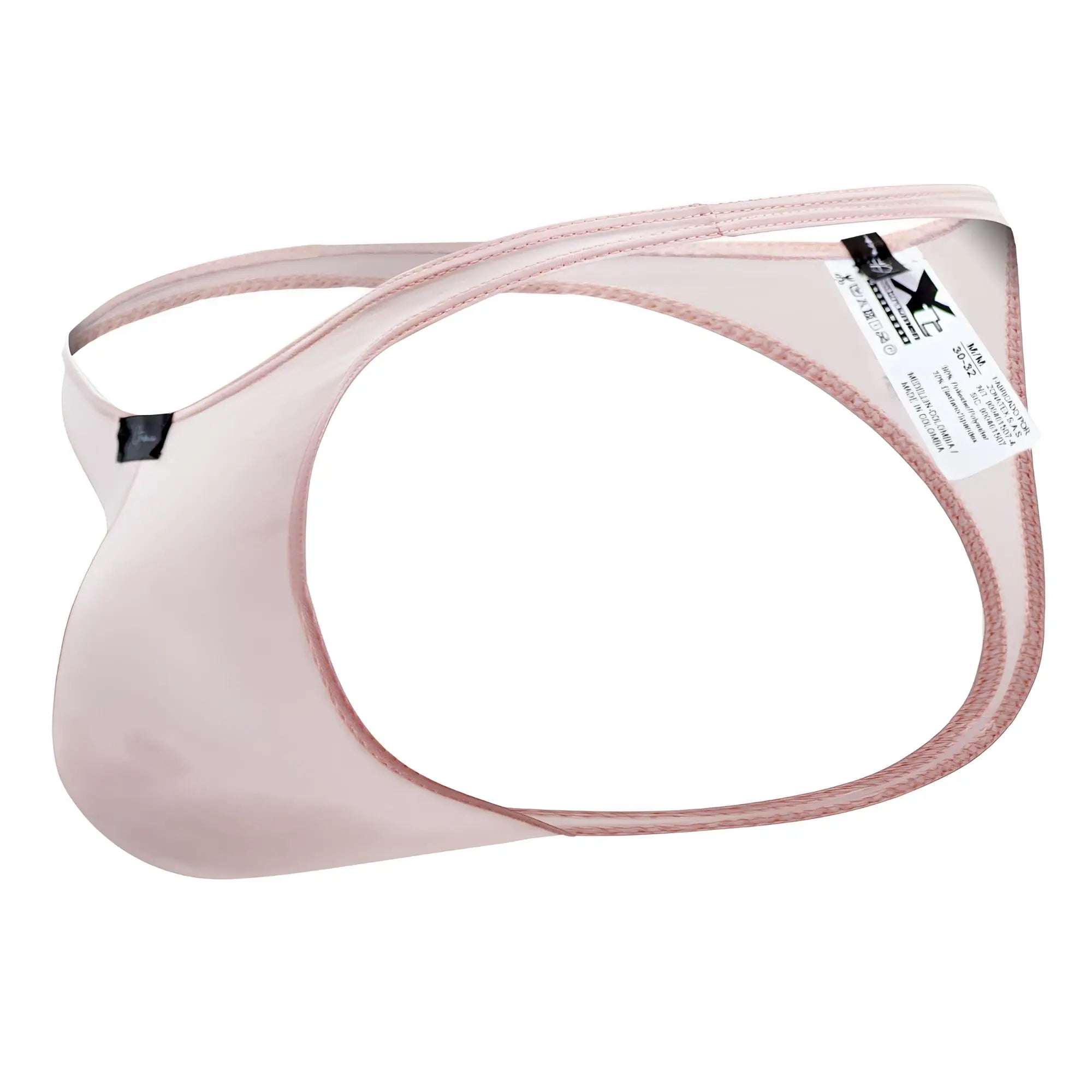 Sheer light pink xtremen 91182 microfiber men’s thong made of smooth stretchy fabric with matching pink stitching