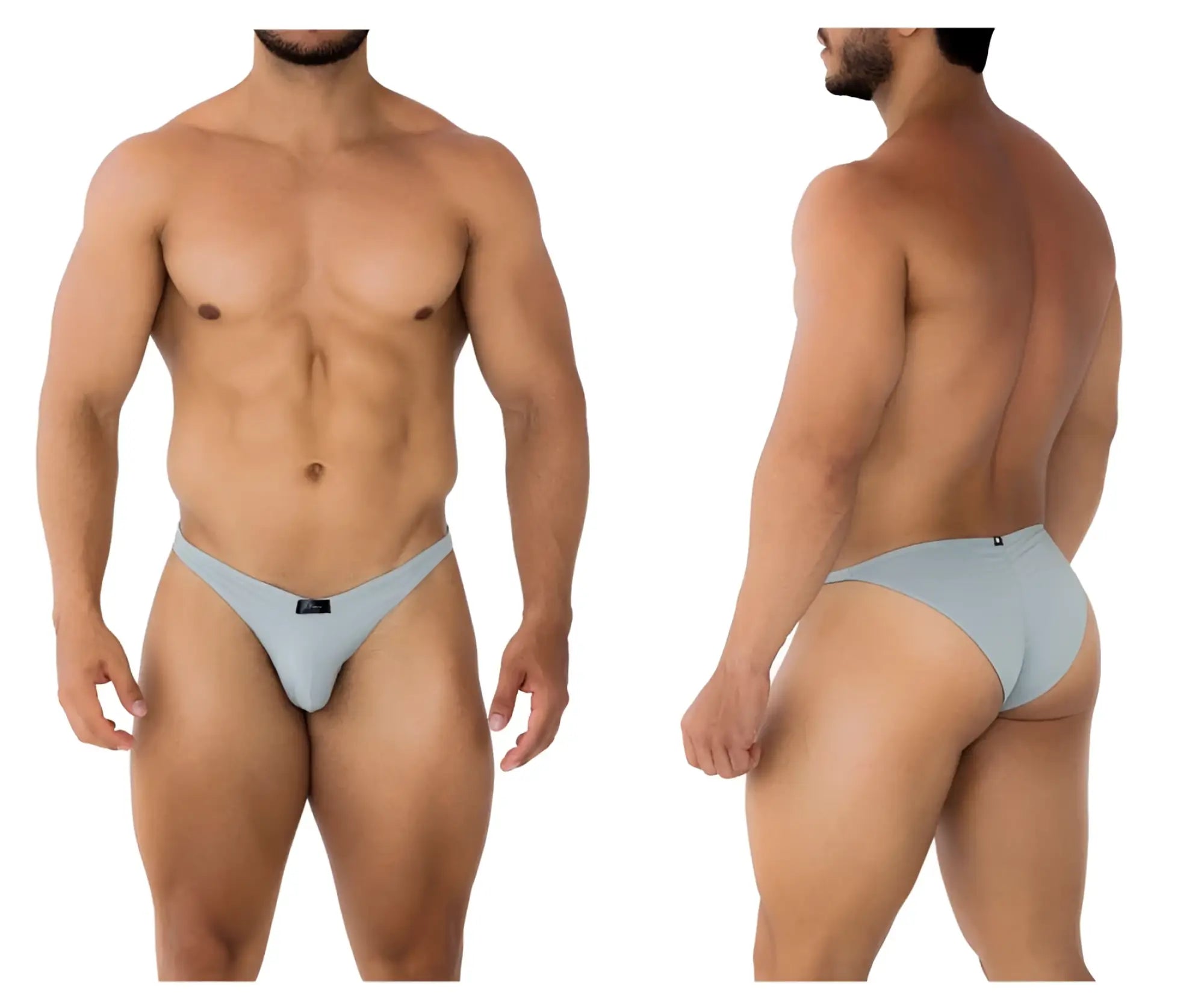 Xtremen 91183 microfiber bikini briefs in light blue with seamless minimalist design and black logo waistband