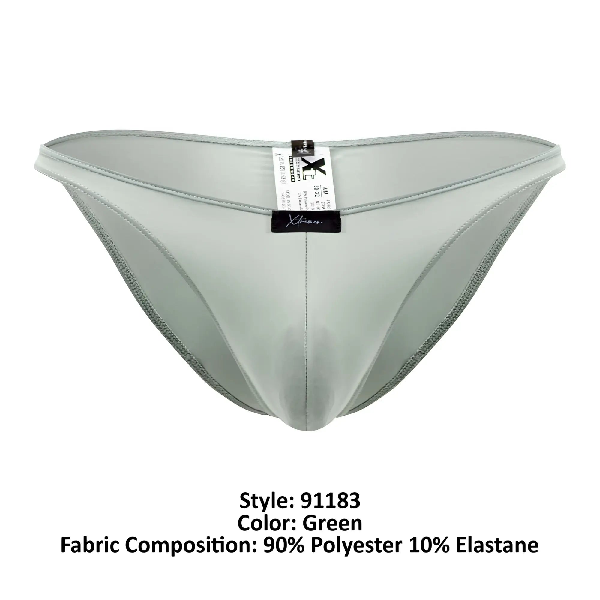 Green xtremen 91183 microfiber bikini men’s briefs made of smooth 90% polyester 10% elastane blend with sleek fit