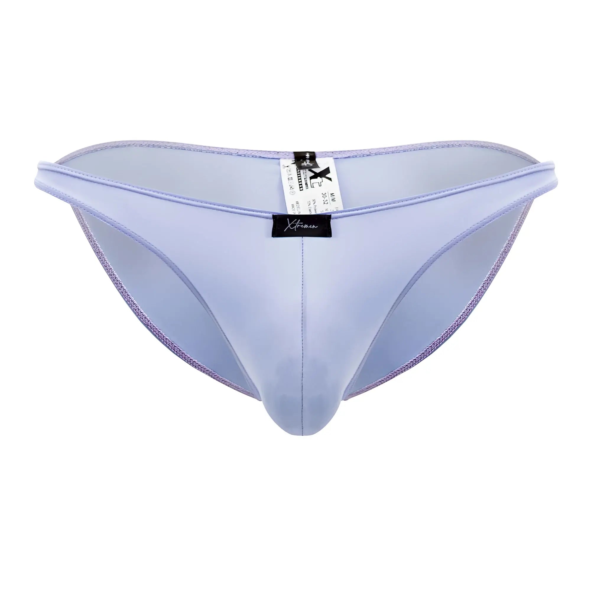 Light purple xtremen 91183 microfiber bikini briefs with sleek form-fitting design and smooth satin-like finish