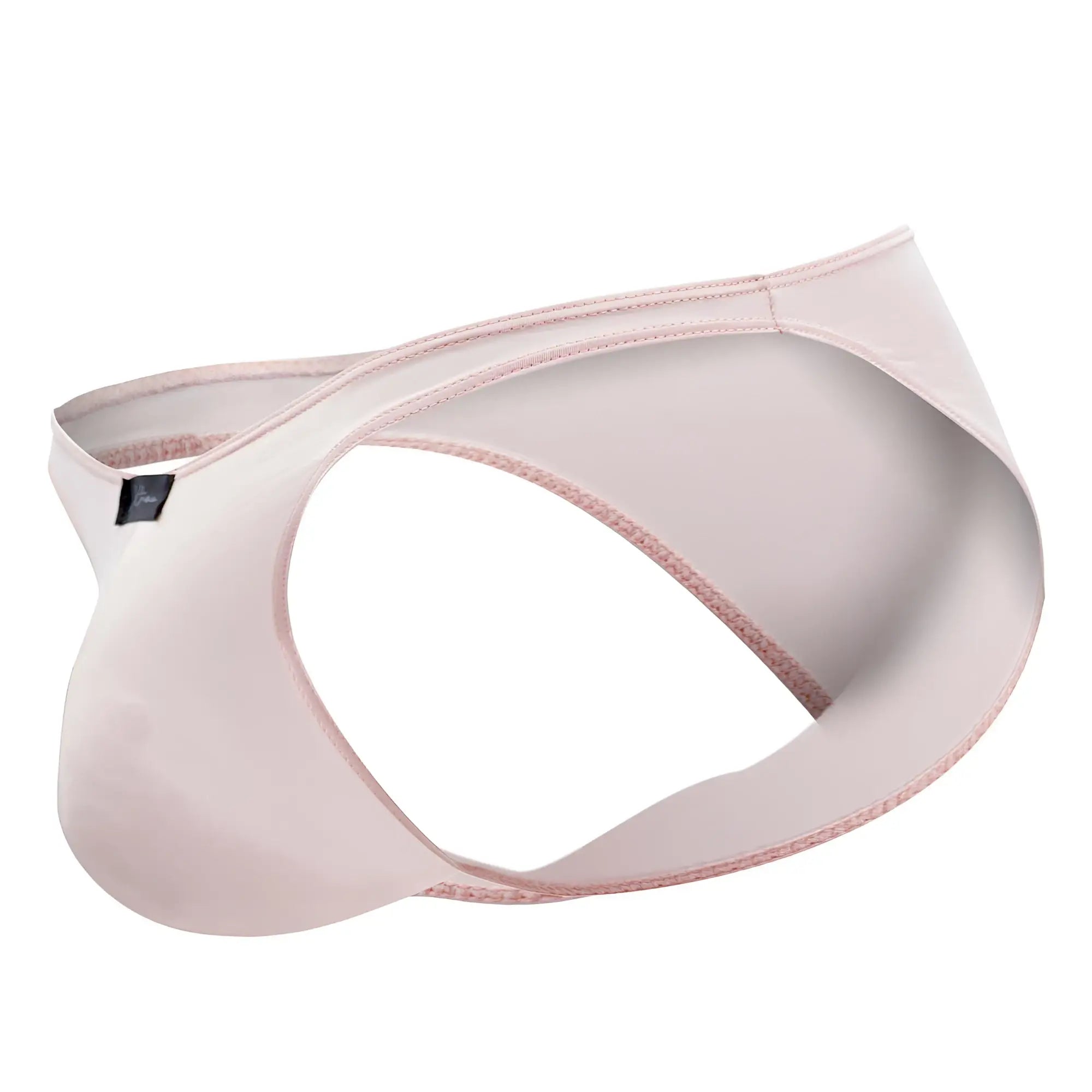 Xtremen 91183 microfiber bikini in pale pink with a sleek satin-like finish and matching stitched edges
