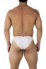 Xtremen 91183 microfiber bikini in pink with minimalist design and smooth fabric white briefs shown from the back