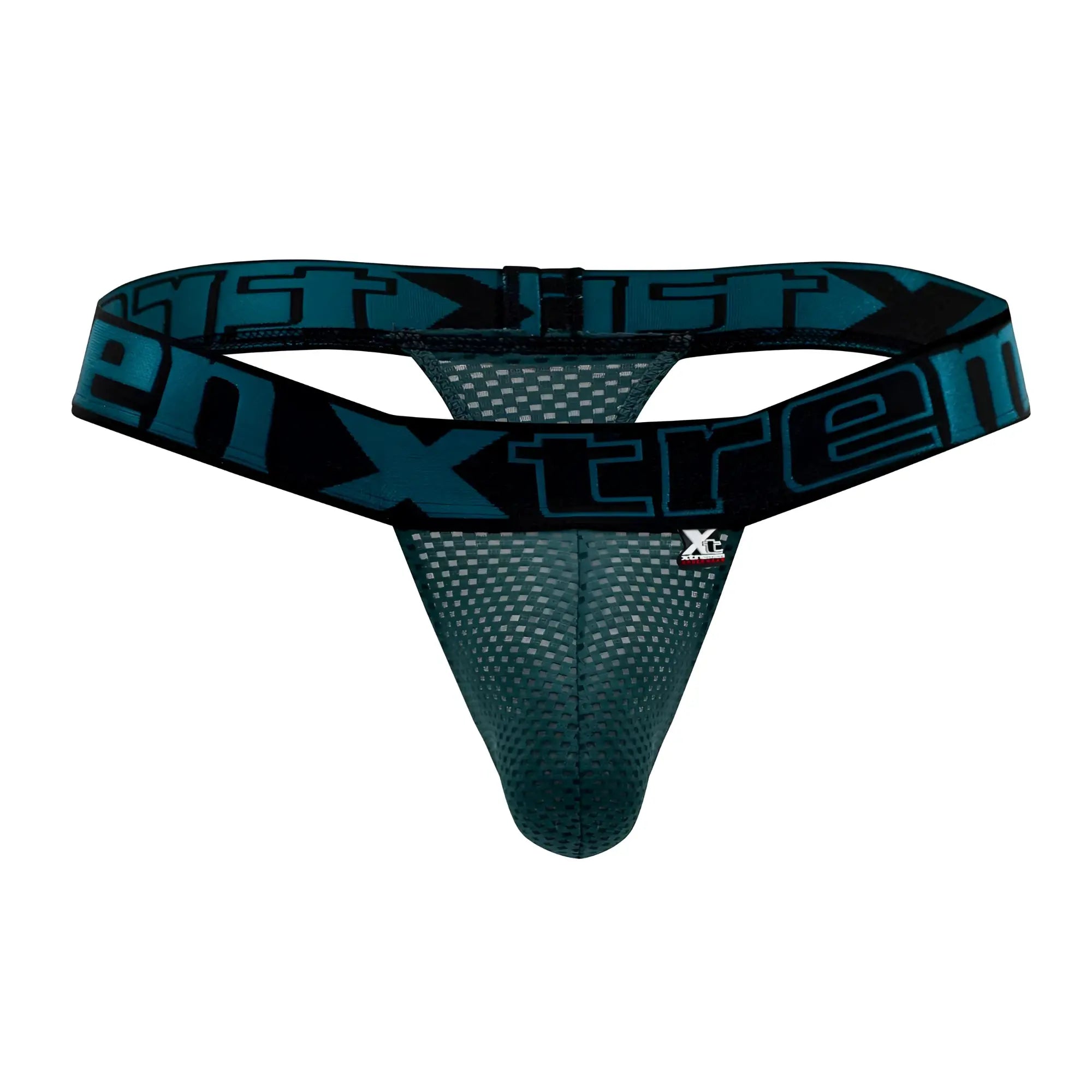 Teal and black xtreme 91184 mesh thong in green color featuring breathable mesh texture for comfort and style
