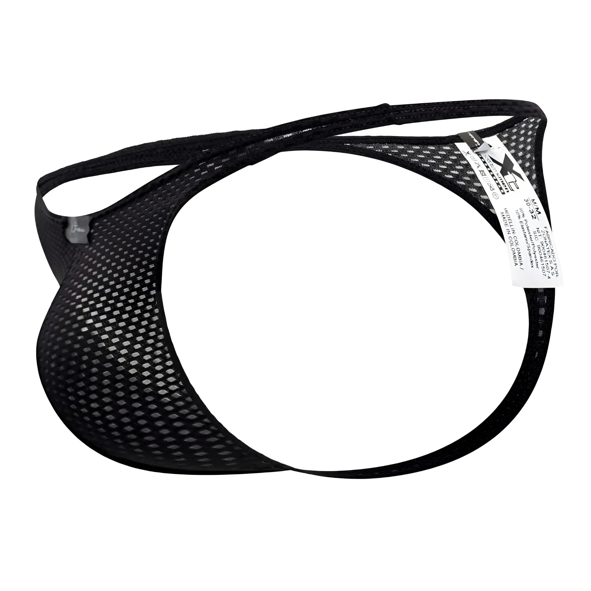 Black xtremen 91185 mesh thong for men with sleek form-fitting design and reinforced elastic straps
