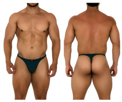 Dark teal mesh thong with a small black logo on the front from xtremen 91185 in green color