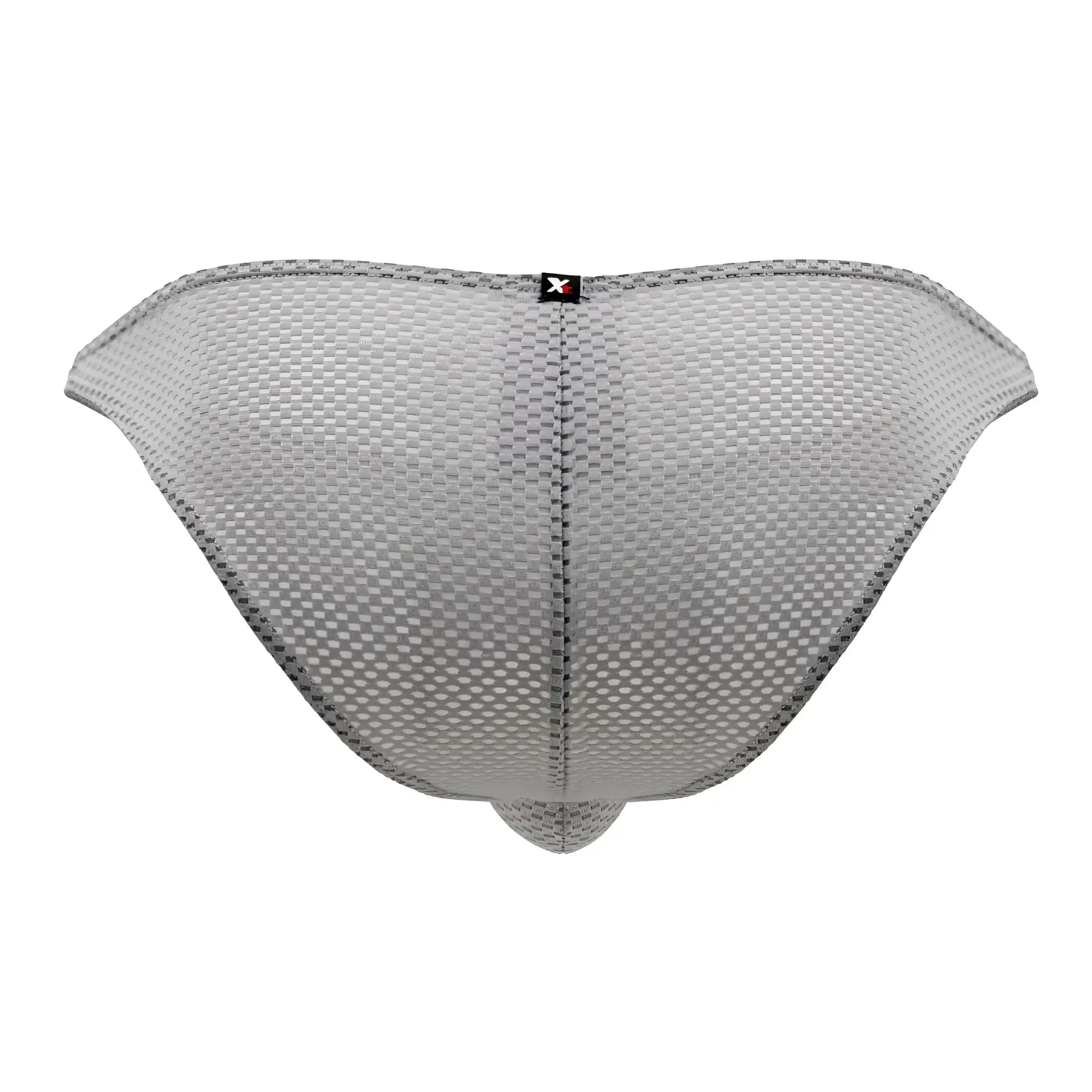 Gray xtremen 91186 mesh bikini briefs with subtle textured pattern and black stitching along the edges