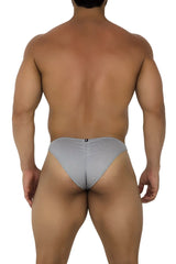 Xtremen 91186 gray mesh bikini briefs with subtle textured pattern breathable lightweight underwear