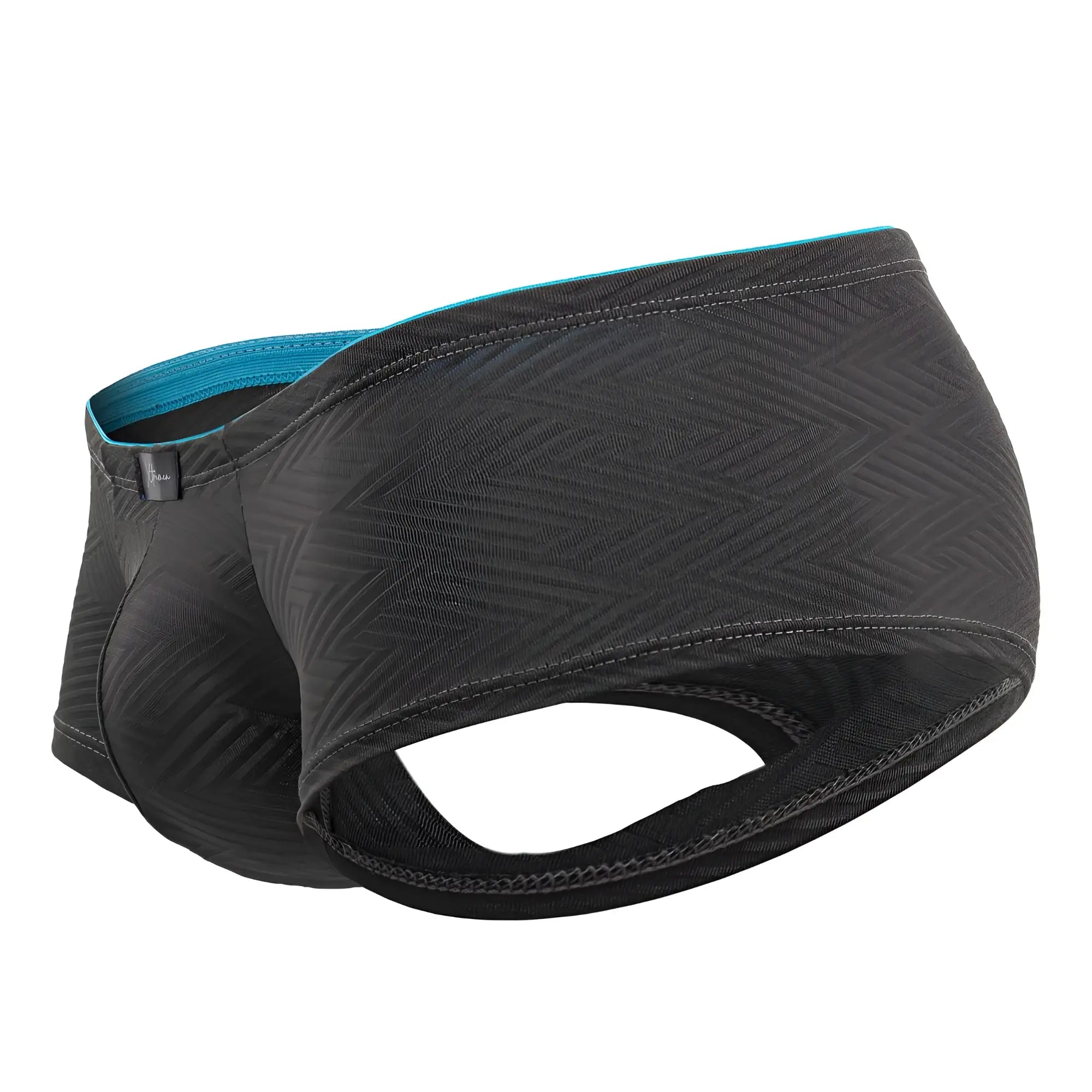 Xtremen 91190 jacquard trunks gray athletic briefs with subtle geometric pattern and teal waistband trim