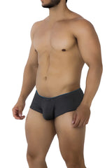 Dark gray xtremen 91190 jacquard trunks with teal trim waistband featuring breathable jacquard fabric design