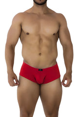 Red xtremen 91190 jacquard trunks men’s briefs with snug fit and small black brand tag at the waistband