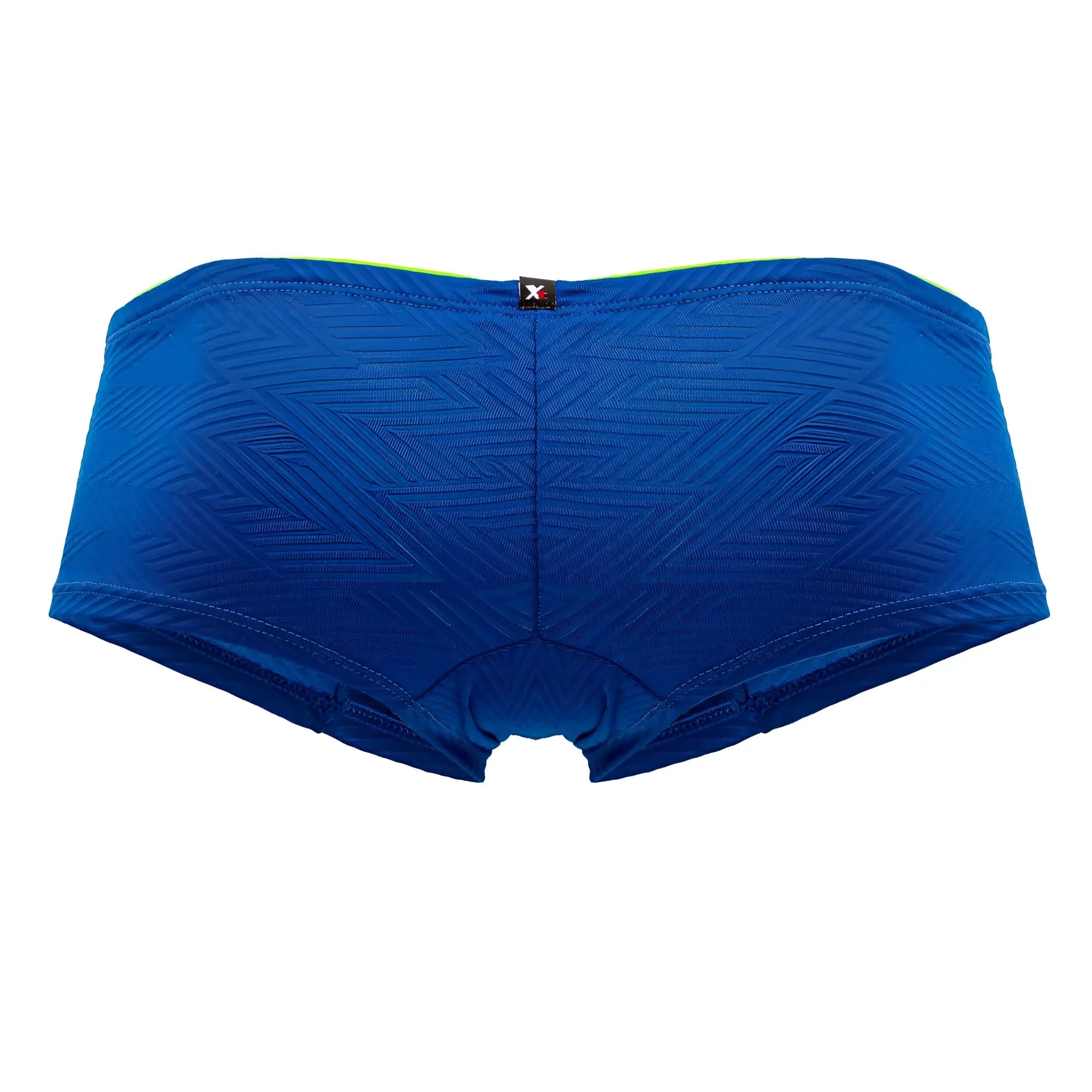 Xtremen 91190 jacquard royal blue athletic briefs with subtle herringbone texture and neon green waistband trim