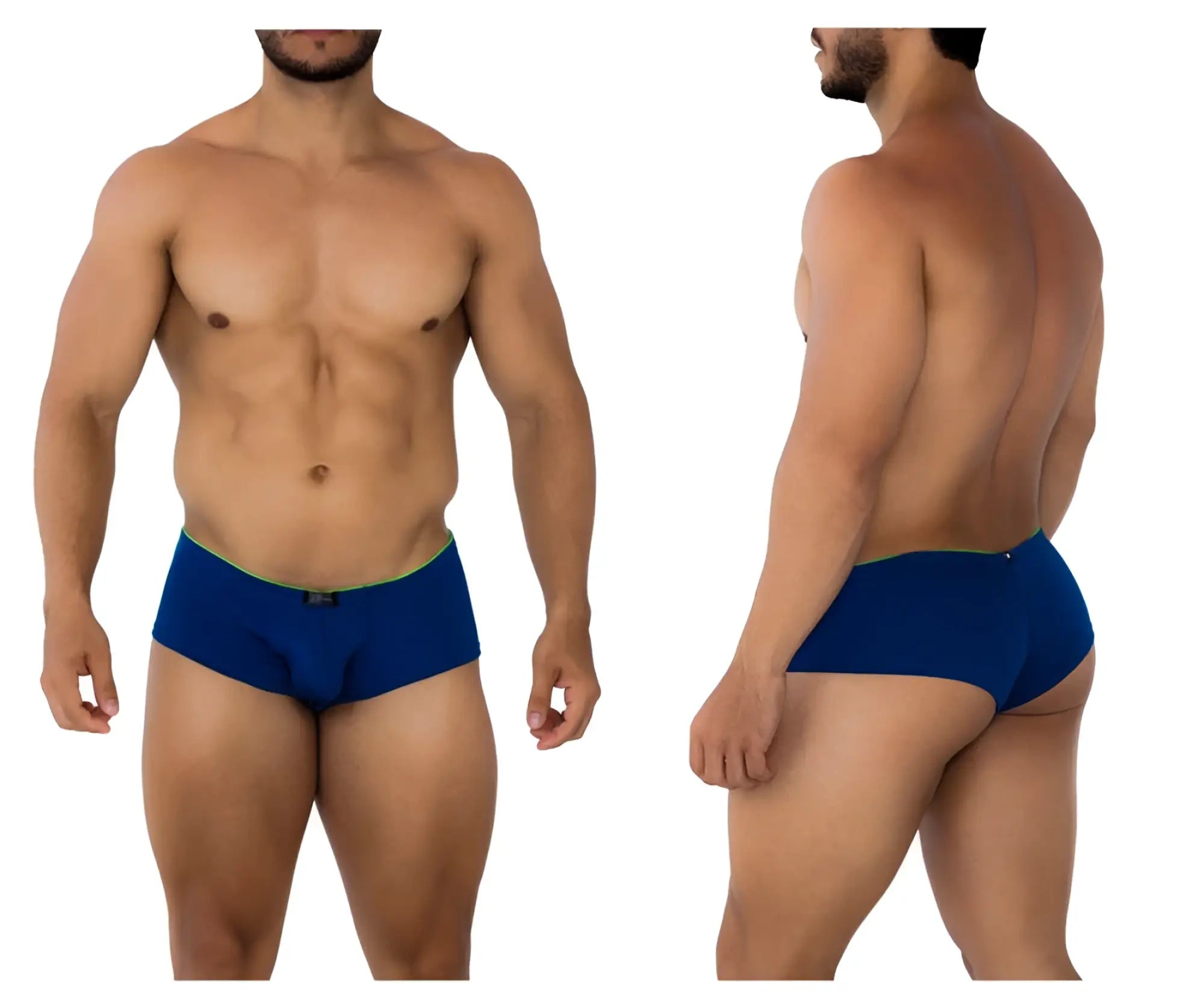 Xtremen 91190 jacquard trunks royal blue men’s briefs with jacquard fabric and contrasting lime green waistband