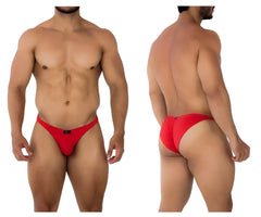Xtremen 91192 jacquard bikini red men’s briefs with sleek form fitting design and small black brand tag at front