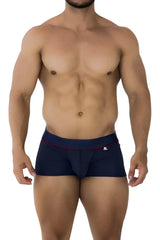 Navy blue Xtremen 91196 jacquard trunks with red trim and small white logo on the waistband underwear briefs