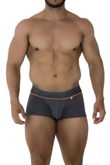 Xtremen 91196 jacquard trunks gray dark gray men’s briefs with orange waistband trim and small front logo