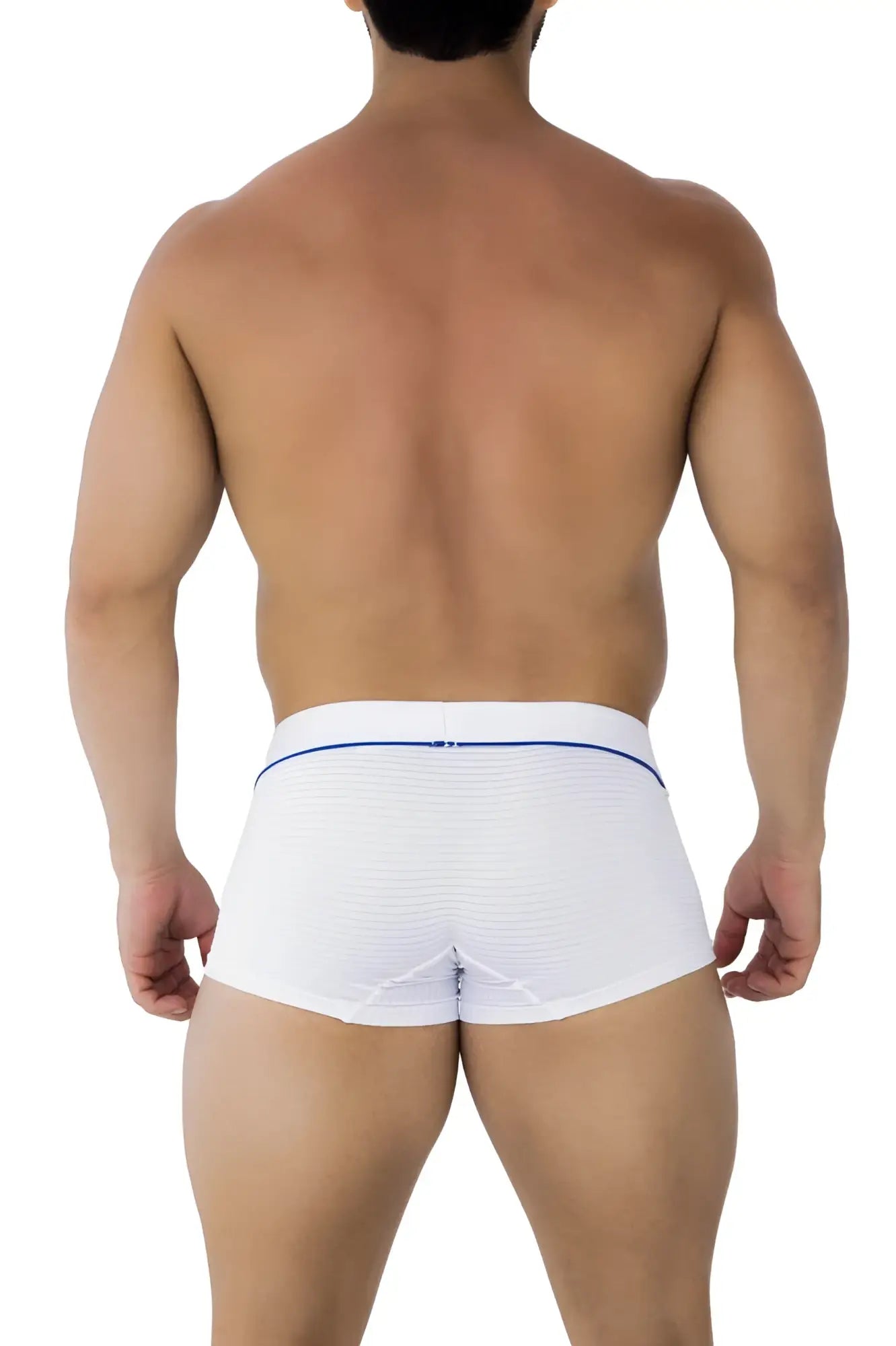 Xtremen 91196 jacquard trunks white briefs with blue elastic waistband and textured jacquard fabric detail