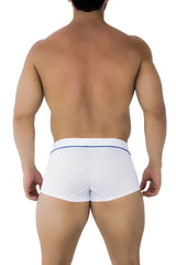 Xtremen 91196 jacquard trunks white briefs with blue elastic waistband and textured jacquard fabric detail