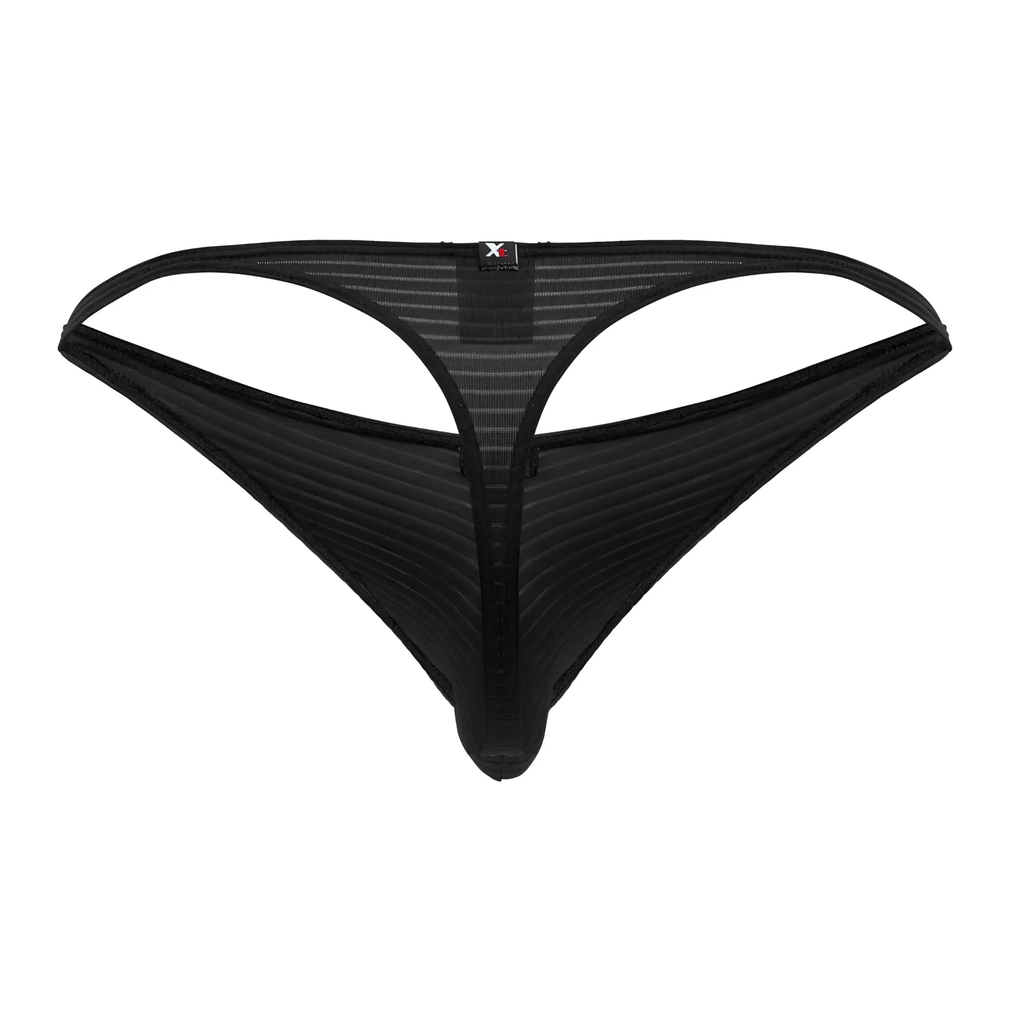 Xtremen 91198 jacquard black thong with ribbed mesh texture and central gusset for comfortable wear