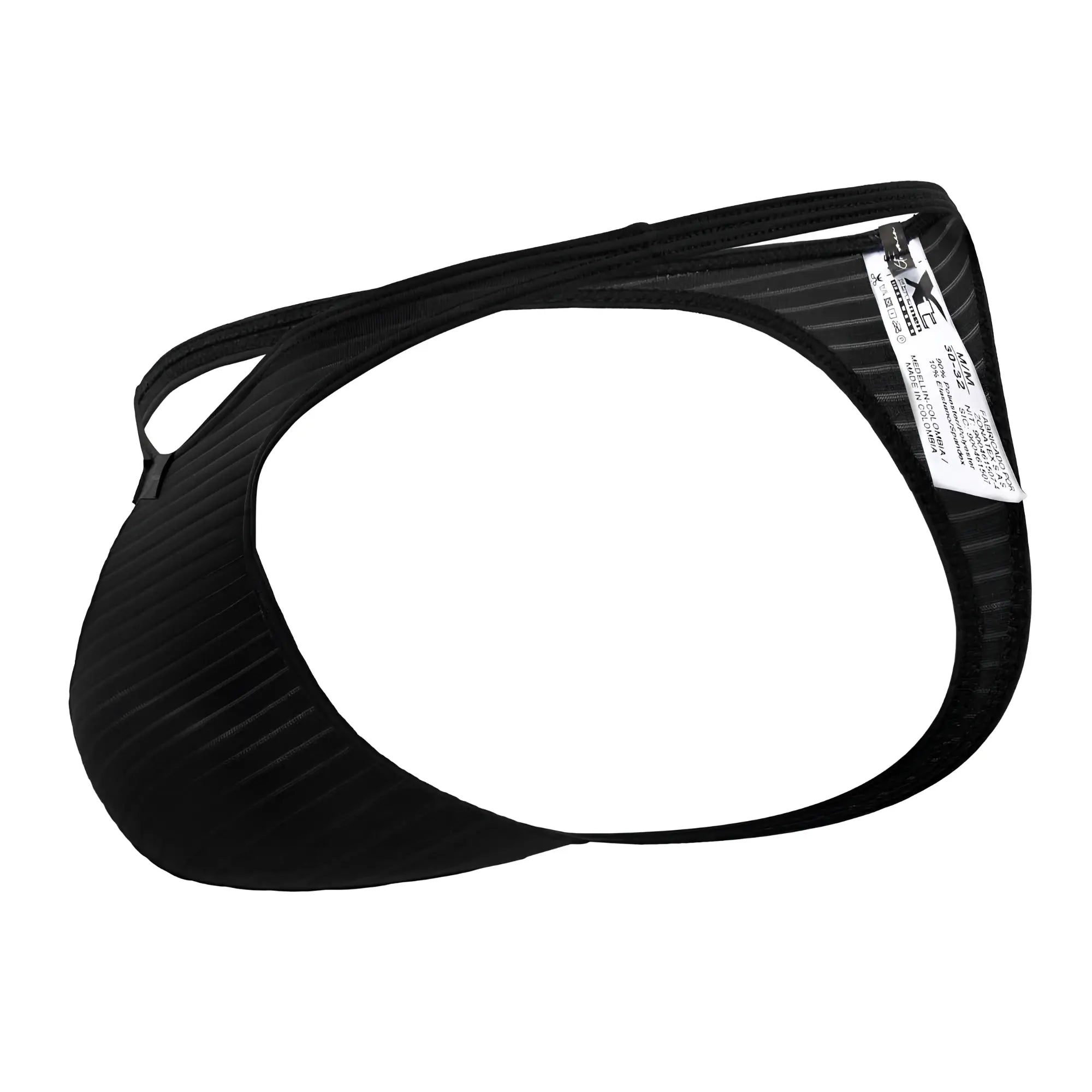 Black xtremen 91198 jacquard thongs with ribbed fabric, sleek contoured design, and adjustable straps