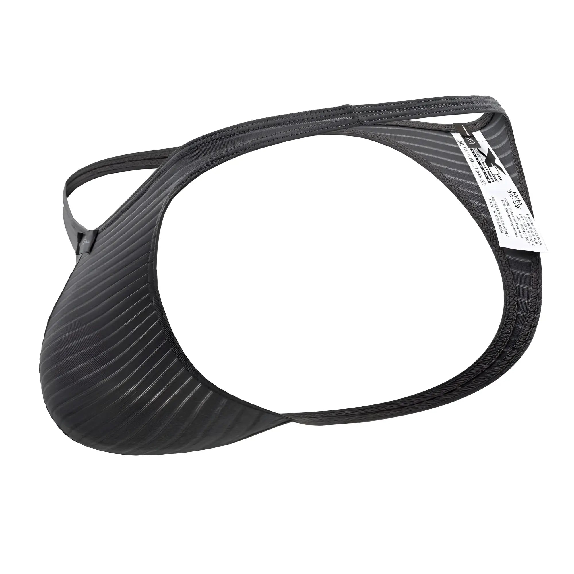 Black ribbed fabric briefs with sleek contoured design and adjustable side straps in Xtremen 91198 Jacquard thongs gray