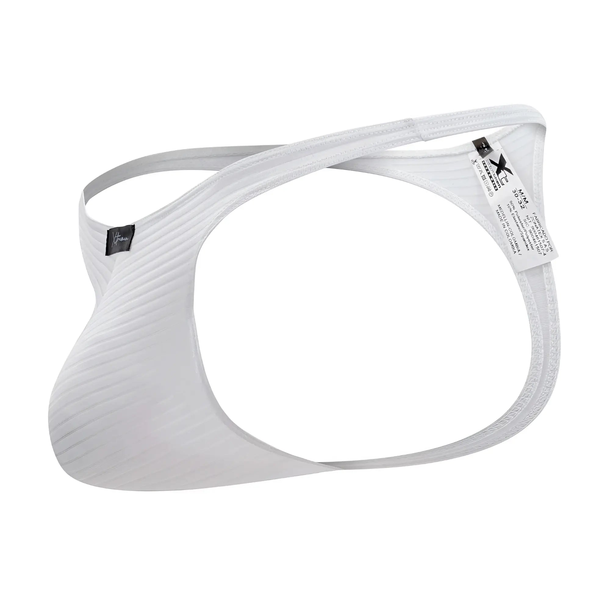 White xtremen 91198 jacquard thong with textured fabric, sleek contoured design, and adjustable straps