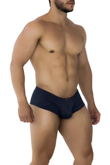 Navy blue Xtremen 91199 jacquard trunks for men with smooth, form-fitting fabric and subtle waistband brand tag