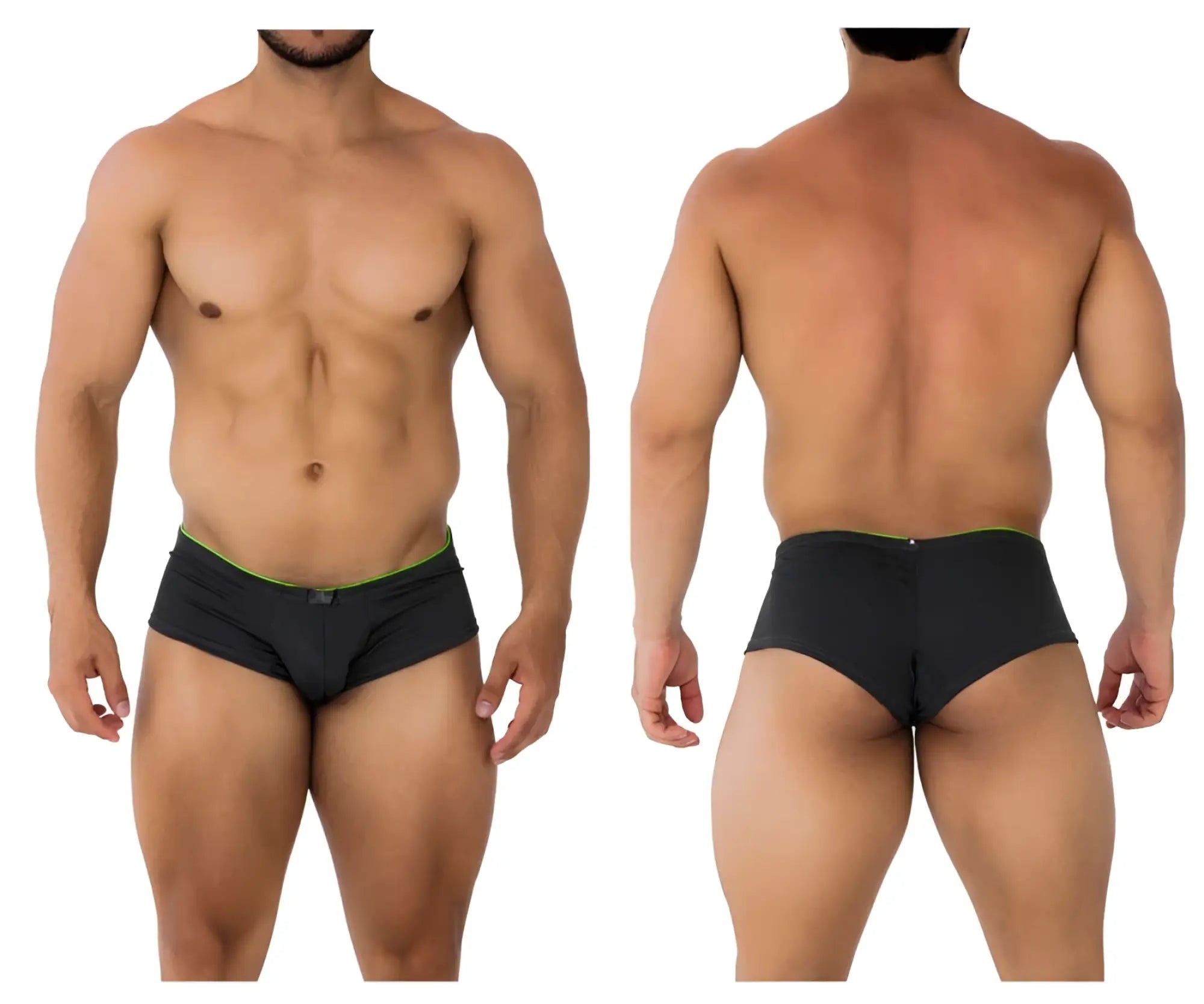 Black xtremen 91199 jacquard trunks with neon green trim featuring breathable fabric and comfortable fit