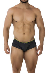 Black Xtremen 91199 jacquard trunks with neon green waistband trim and gray pattern for comfortable everyday wear