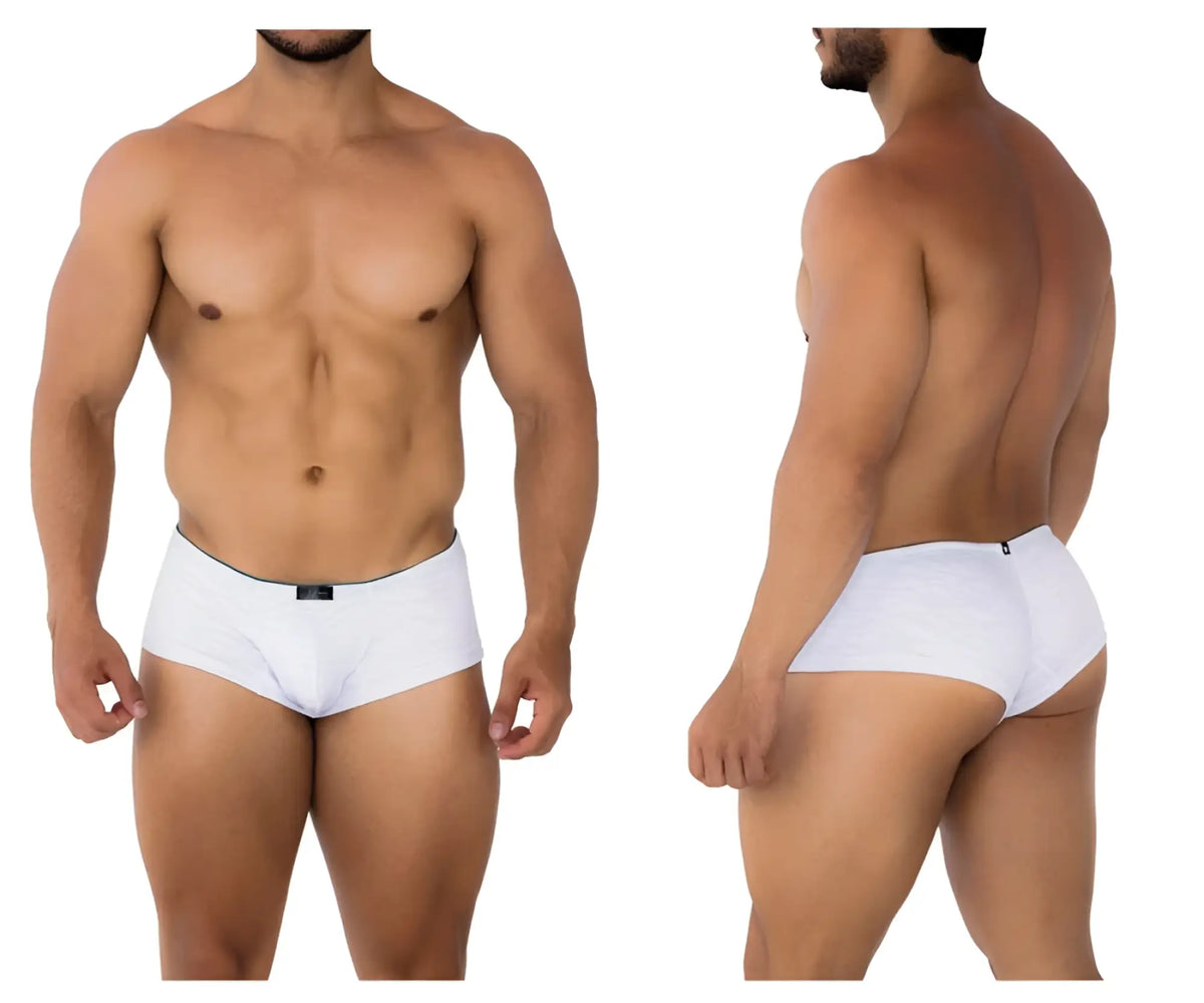 White xtremen 91199 jacquard trunks briefs with black elastic waistband made of jacquard fabric