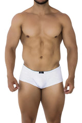 White xtremen 91199 jacquard trunks briefs with black elastic waistband and a small black brand tag
