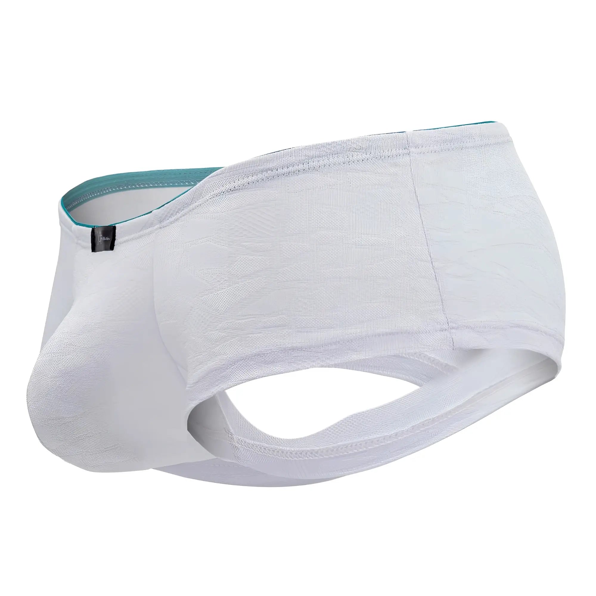 White textured men’s jacquard underwear trunks with teal inner waistband xtremen 91199 jacquard trunks color white