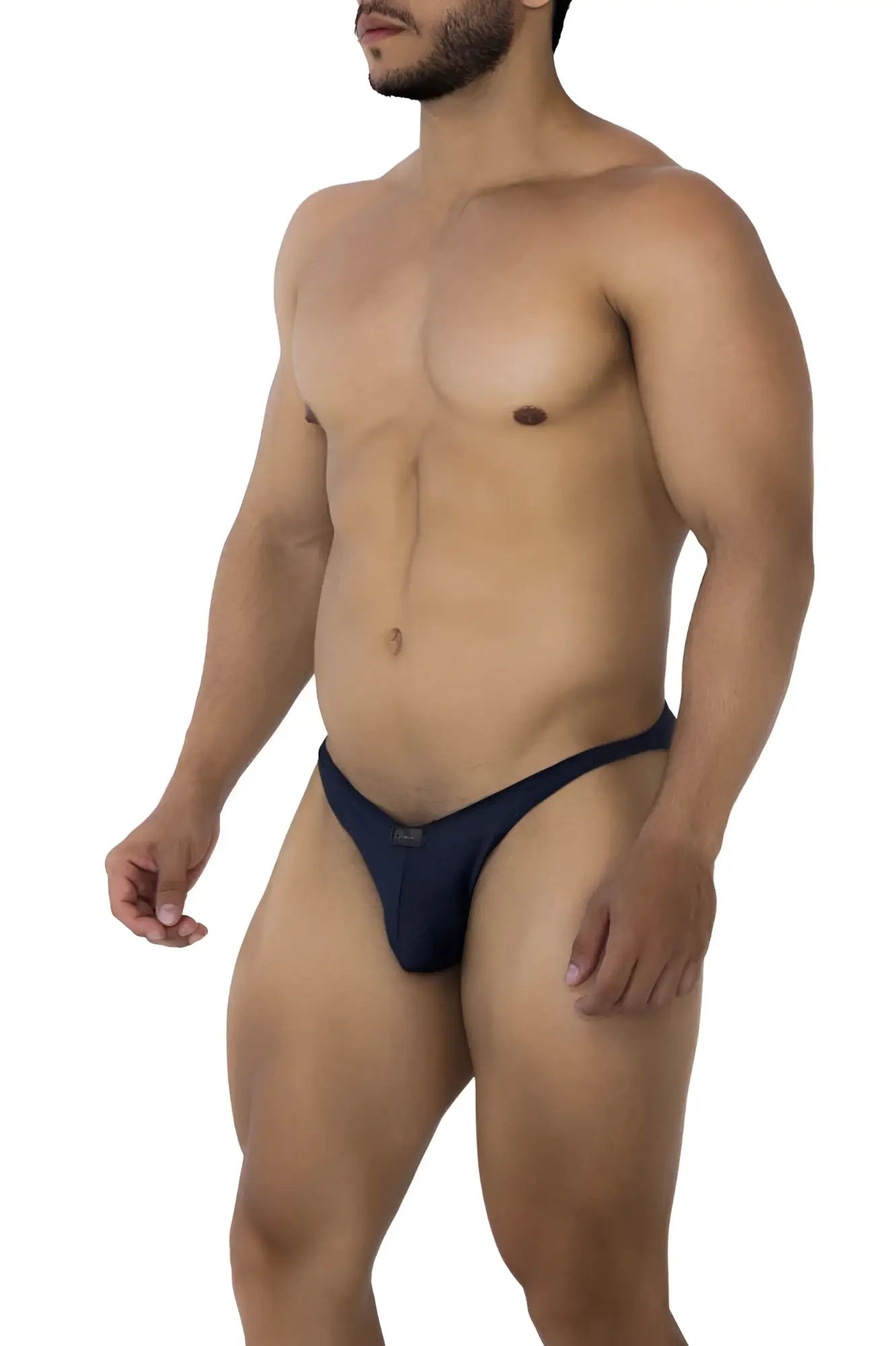 Navy blue xtremen 91201 jacquard bikini athletic briefs with sleek form-fitting design and minimalistic waistband detailing