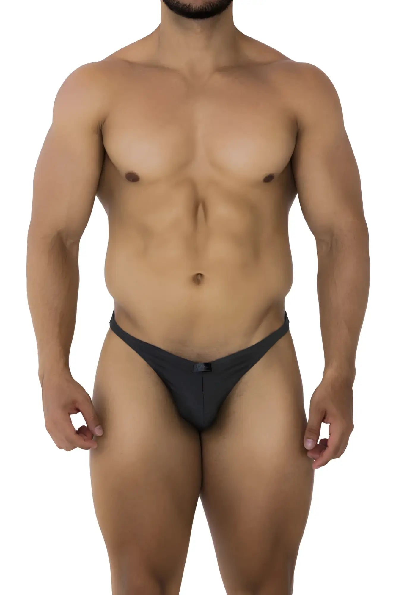 Black xtremen 91201 jacquard bikini briefs with sleek form fitting design and small front logo in gray color