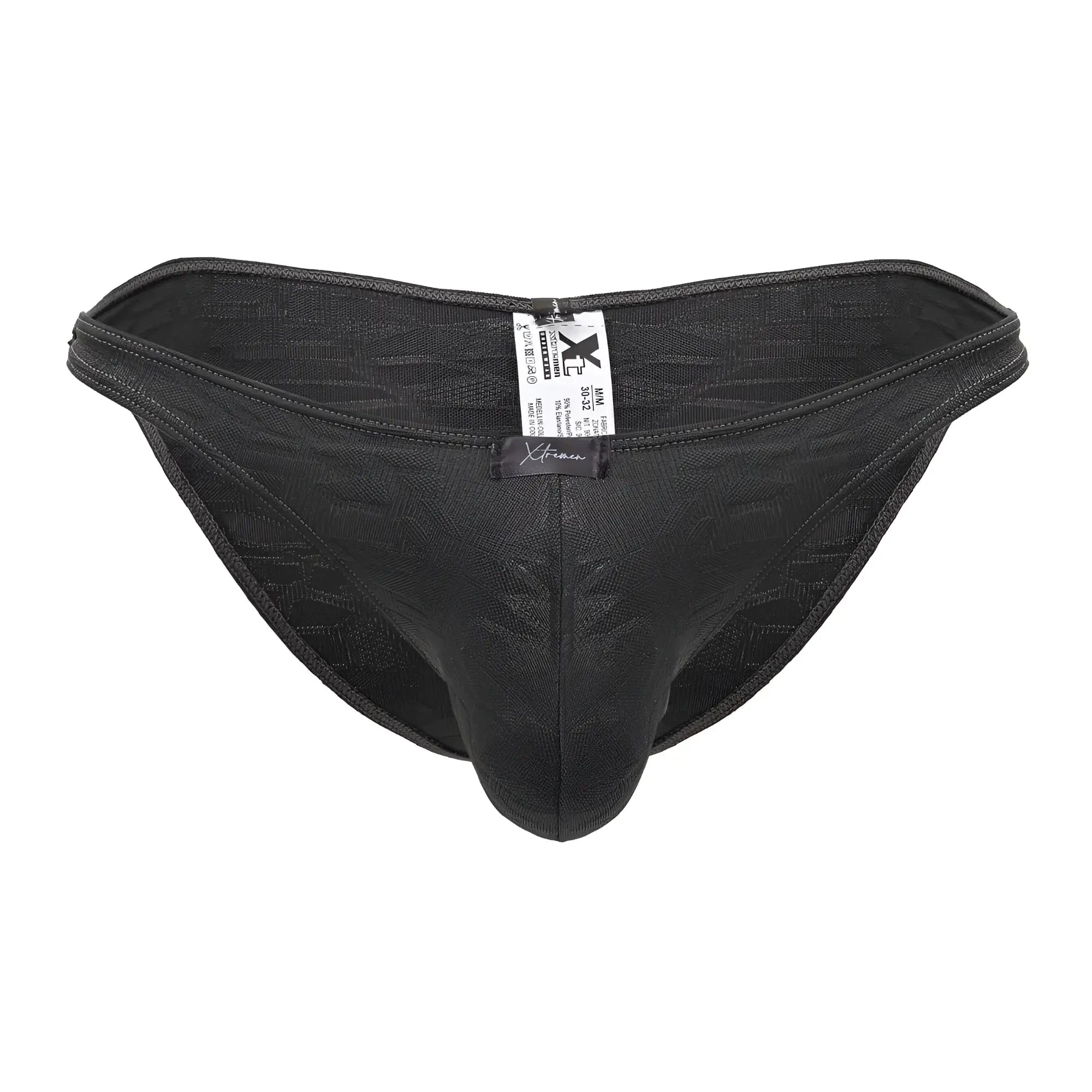 Black textured men’s briefs xtremen 91201 jacquard bikini gray with subtle pattern and reinforced stitching