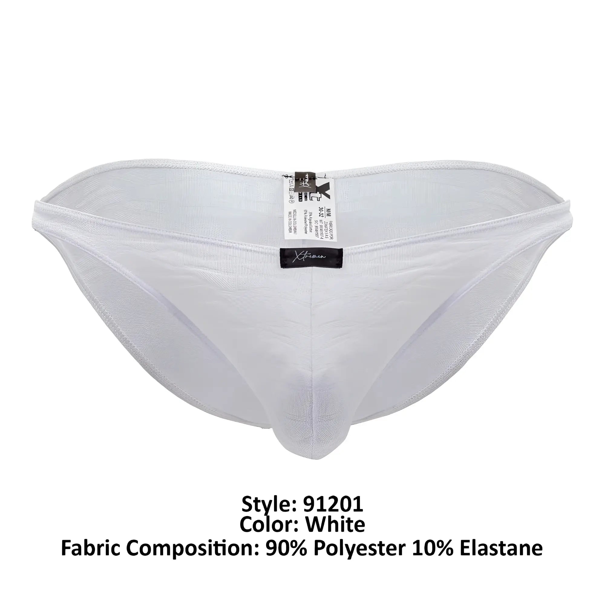 Xtremen 91201 jacquard bikini white white mesh briefs made of 90 polyester 10 elastane with black brand tag