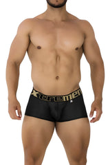 Black xtremen 91202 microfiber trunks with gold waistband logo and xl size tag in black color