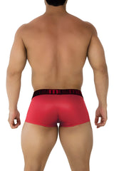 Xtremen 91202 microfiber cherry red men’s briefs with black elastic waistband and white men branding
