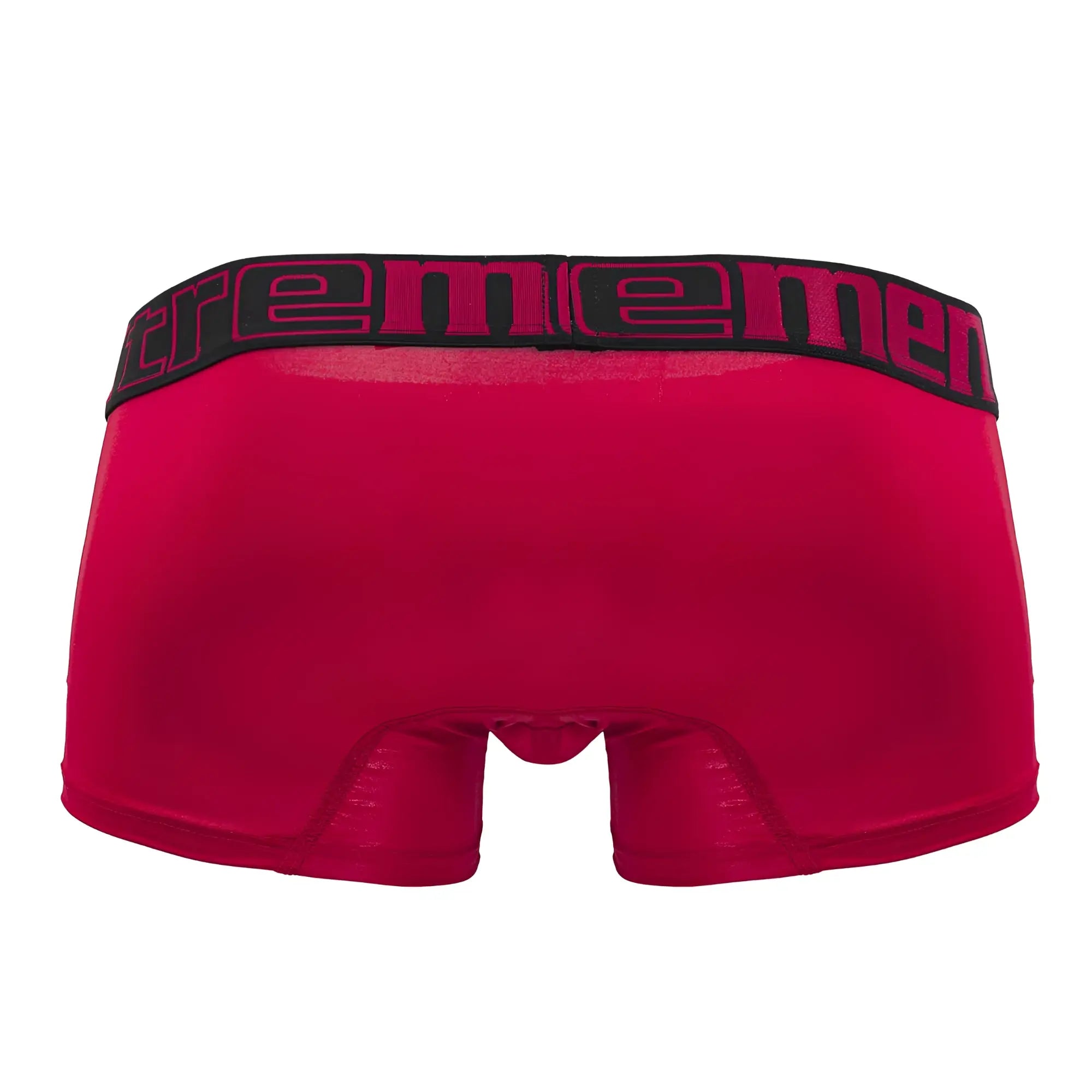 Xtremen 91202 microfiber trunks in cherry red with a black elastic waistband featuring supreme in pink lettering