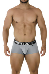 Gray xtremen 91202 microfiber boxer briefs with black elastic waistband and white xtreme logo lettering