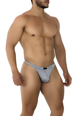 Light gray xtremen 91203 microfiber thong with a form-fitting design and small black brand tag at the waistband