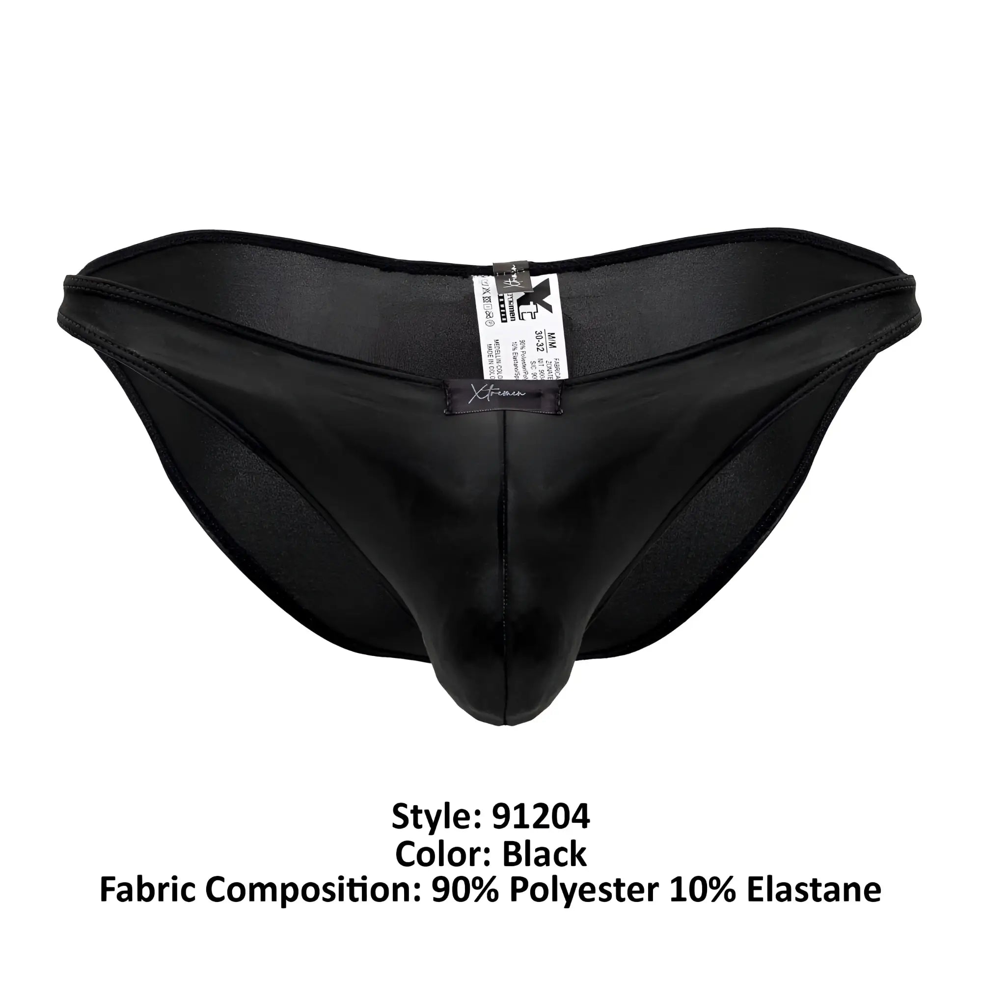 Black xtremen 91204 microfiber bikini briefs with sleek form fitting design made of 90 polyester 10 elastane