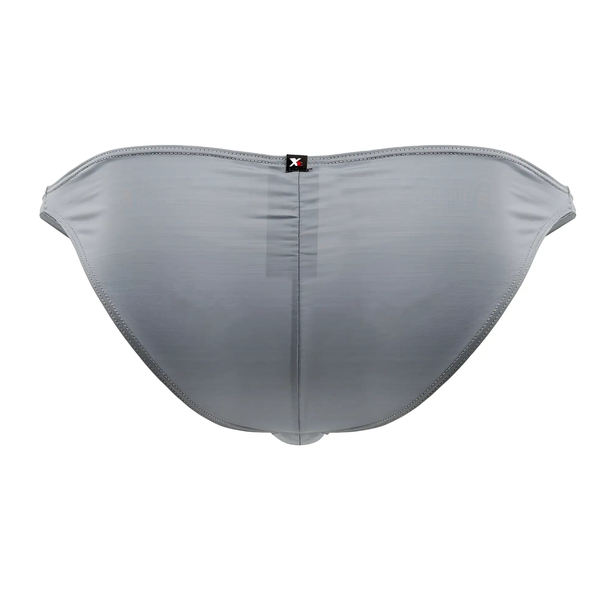 Gray xtremen 91204 microfiber bikini briefs with sleek form fitting design and subtle textured fabric back view