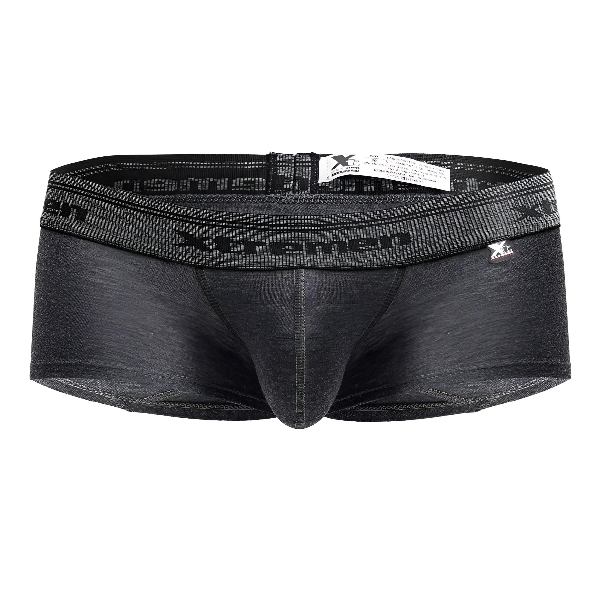 Black heathered xtremen 91205B cotton blend briefs with textured waistband and subtle branding front view