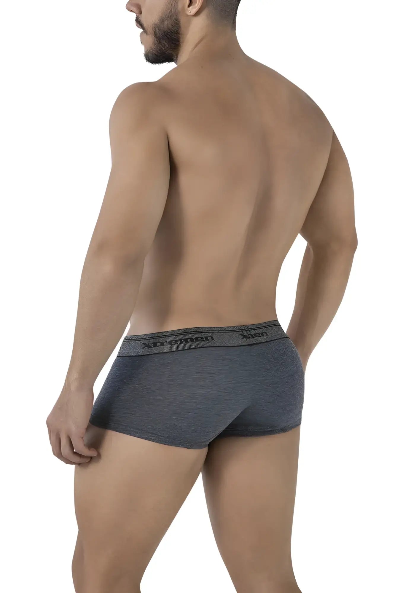 Gray heathered xtremen 91205b cotton blend men’s briefs with black xtreme branded elastic waistband