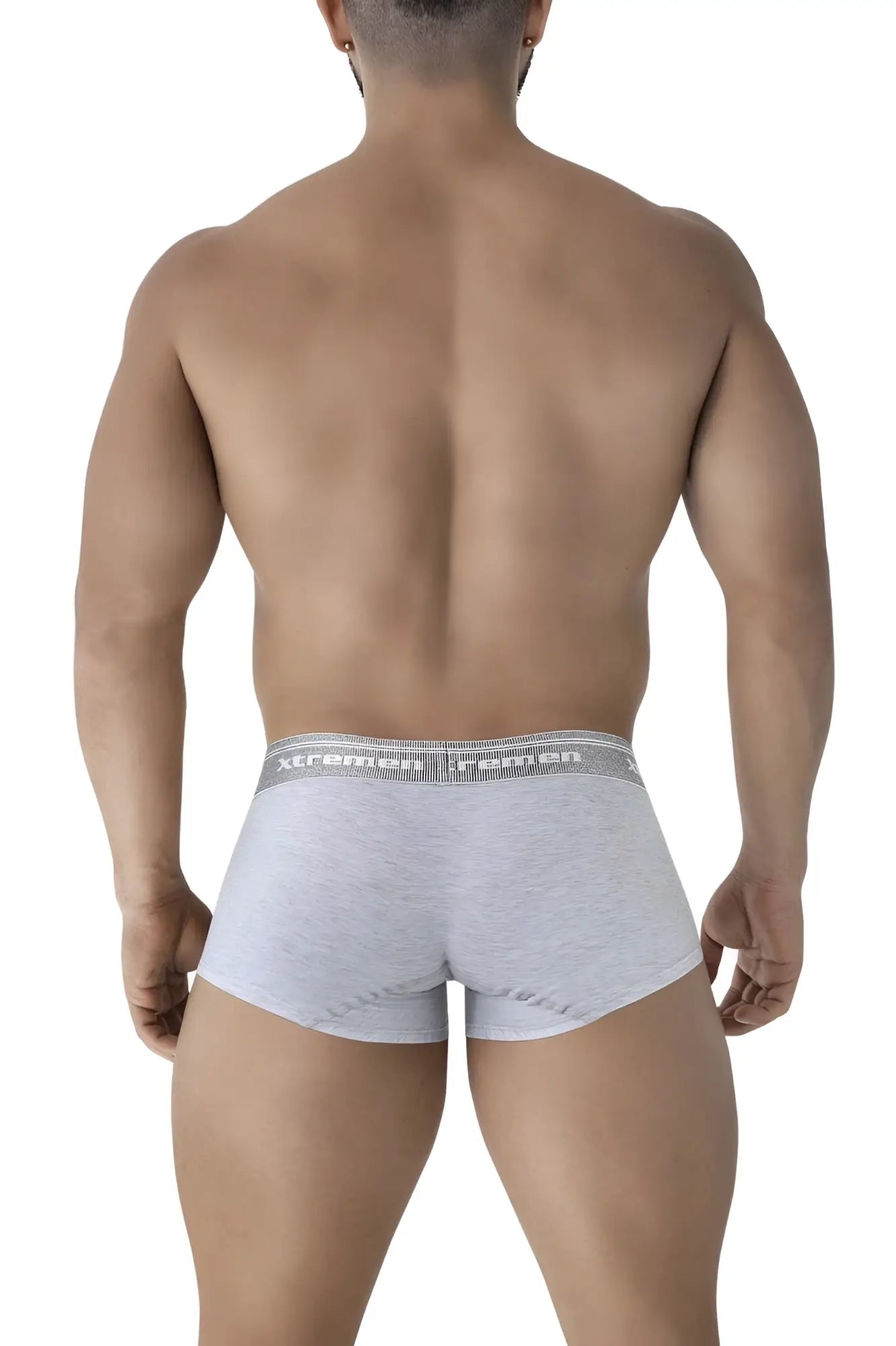 Xtremen 91205b cotton blend trunks in jasper gray with gray elastic waistband featuring xtreme men logo