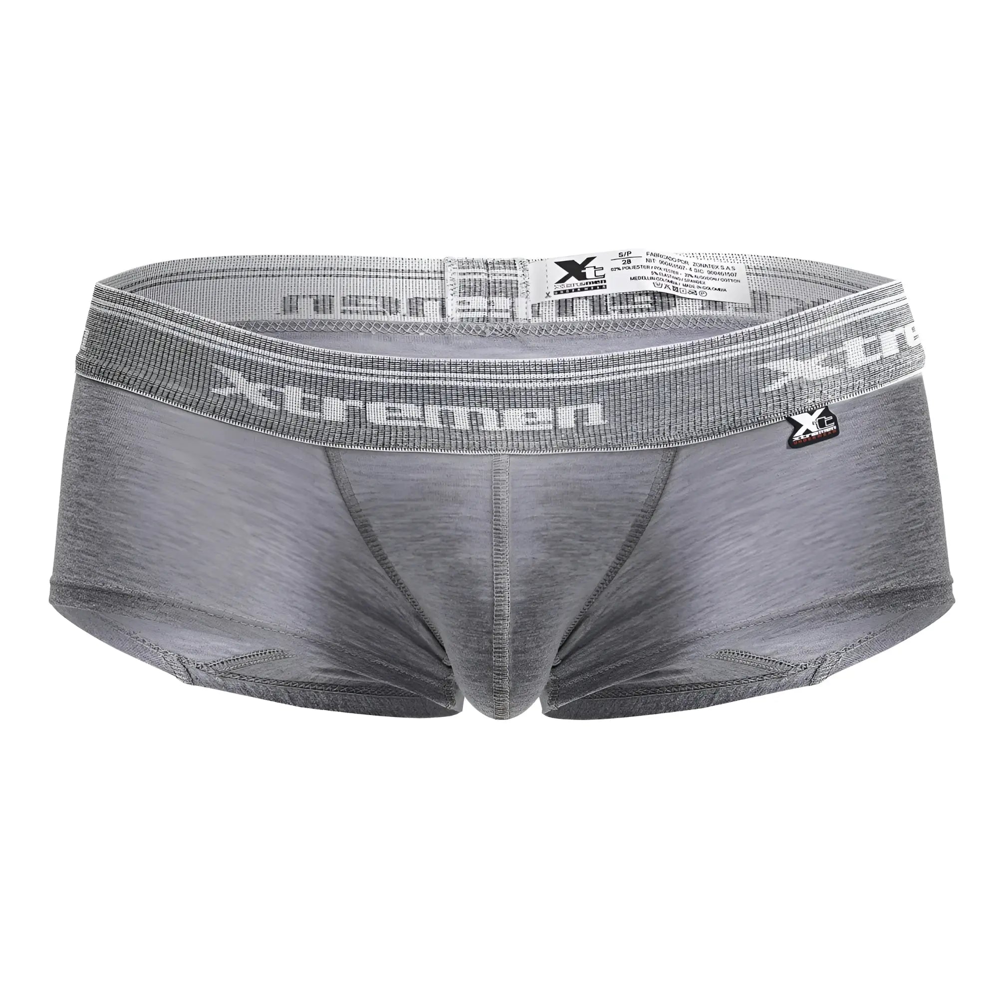Gray heathered xtremen 91205b cotton blend men’s briefs with textured elastic waistband in jasper gray