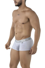 Gray heathered cotton blend briefs with silver xtremen elastic waistband in jasper gray color